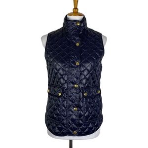 J. Crew Shiny Quilted Puffer Field Vest Blue Sz. XS